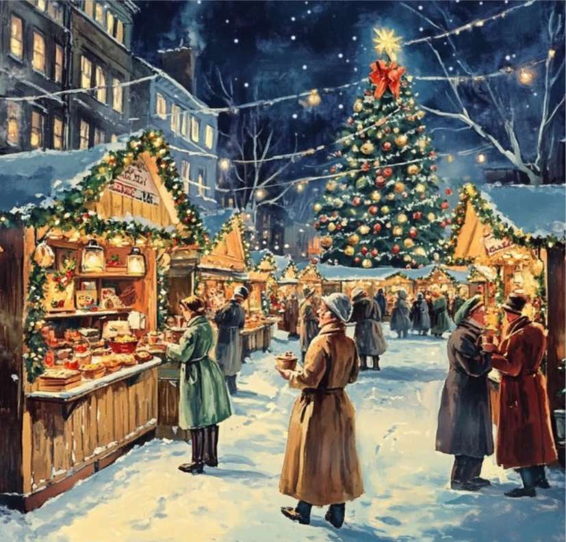 Olden Days Weihnachtsmarkt in Österreich Online-Puzzle