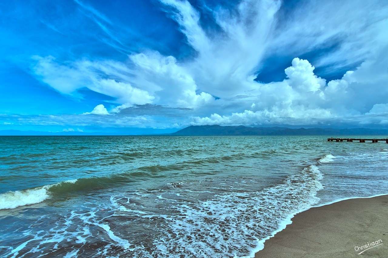 Plage, Côte, Nuages. puzzle en ligne