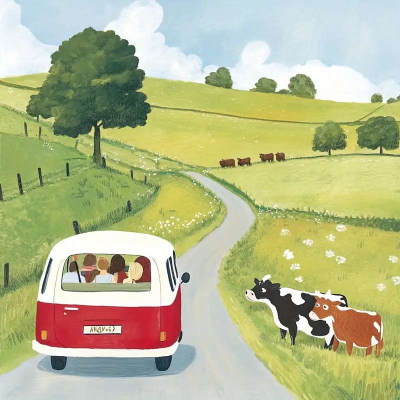 driving along the road among the fields online puzzle