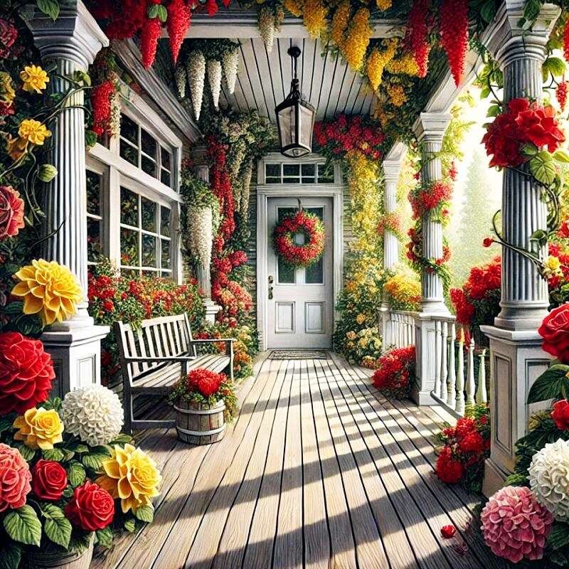 Veranda in flowers jigsaw puzzle online