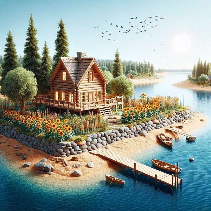 Cottage on the river jigsaw puzzle online