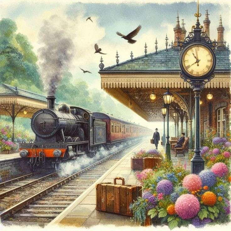 Train in railway station online puzzle