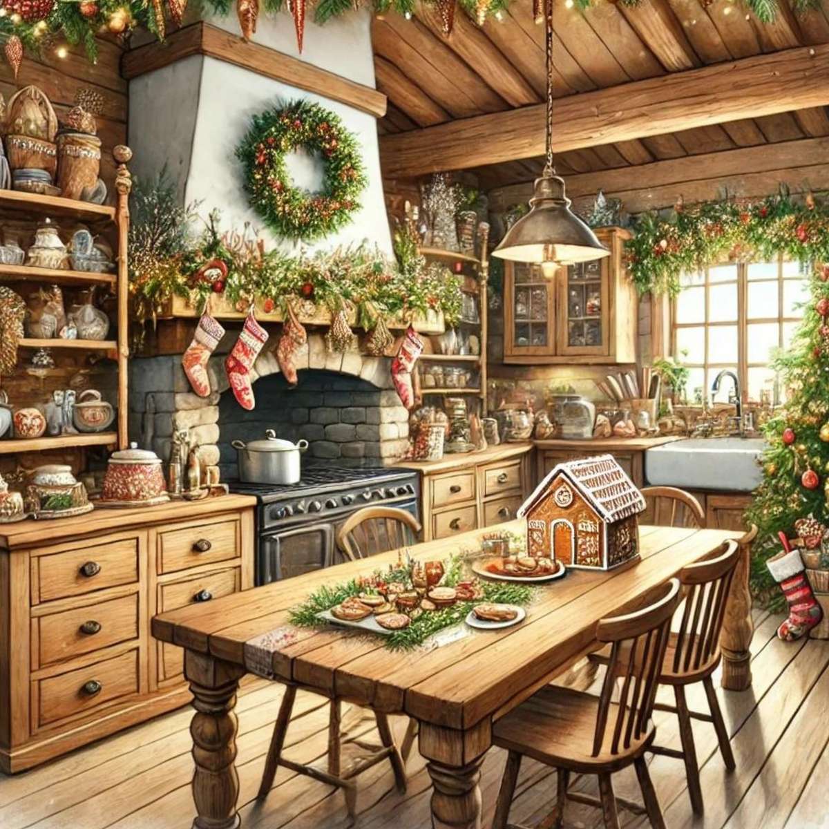 Rustic Christmas Kitchen online puzzle