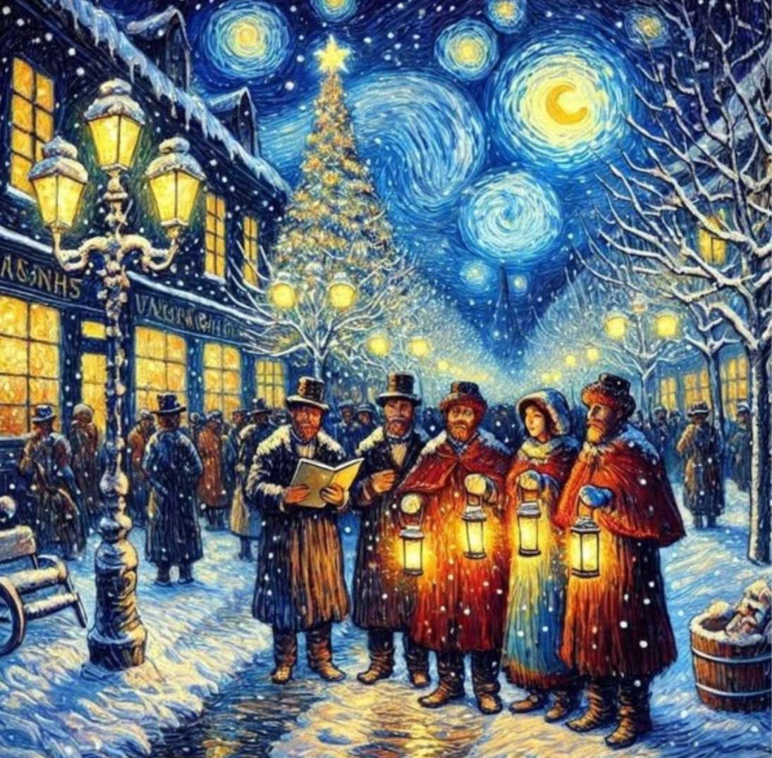 Weihnachtslieder singen auf dem Stadtplatz Puzzlespiel online