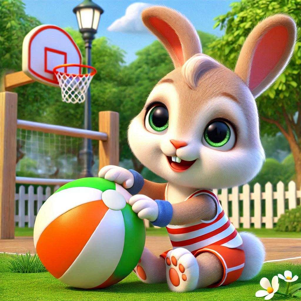 królik z piłką puzzle online