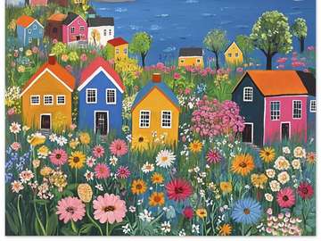 Colorful naif art jigsaw puzzle online