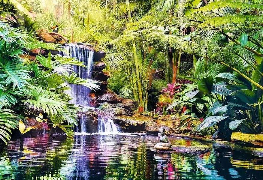 Um oásis de paz. Cachoeira quebra-cabeças online