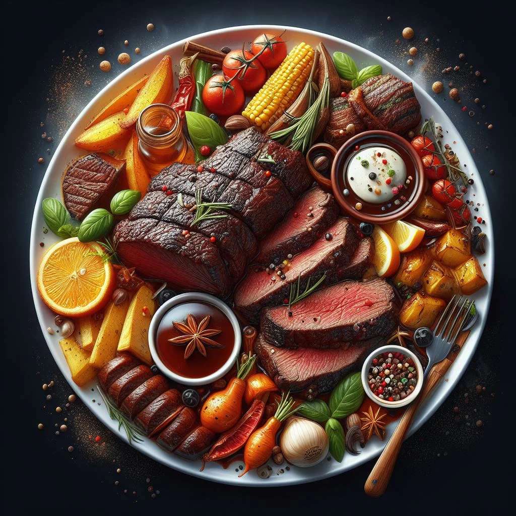Plato de carne a la parrilla rompecabezas en línea