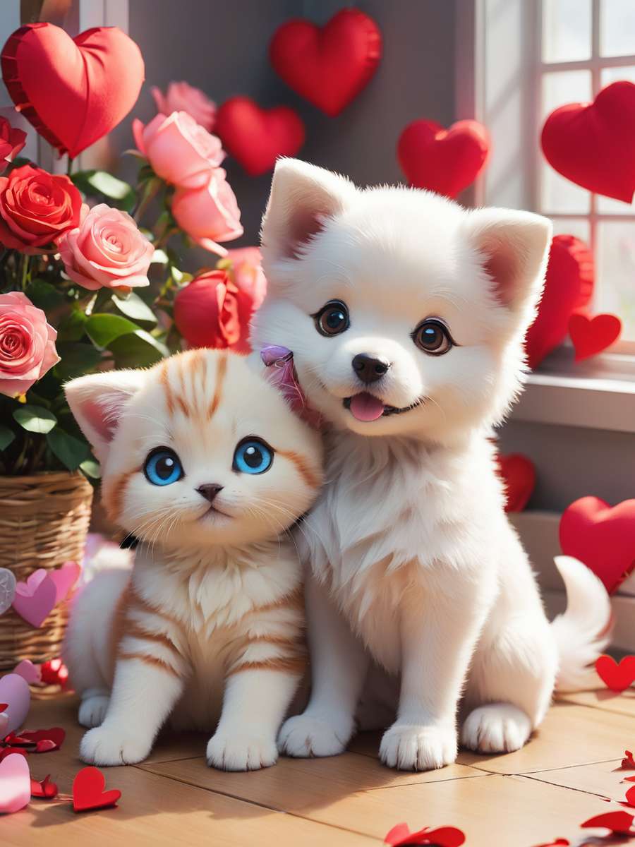 Zakochany Kot i Pies puzzle online
