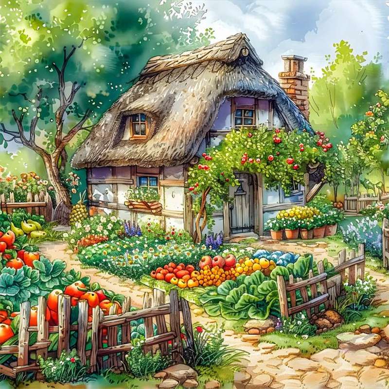 Vegetable garden and cottage online puzzle