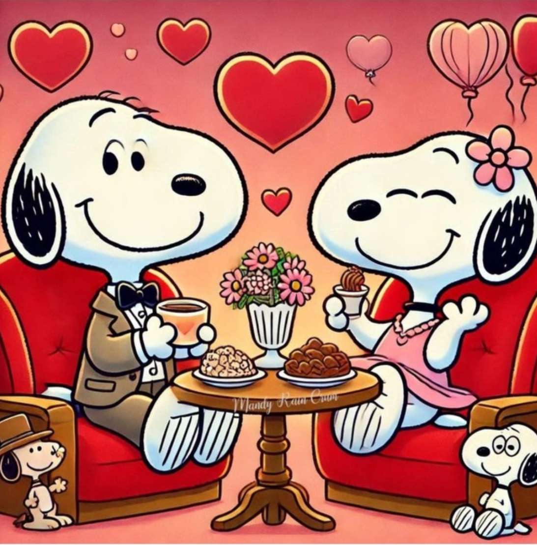 Święto Valentine w domu Snoopy puzzle online