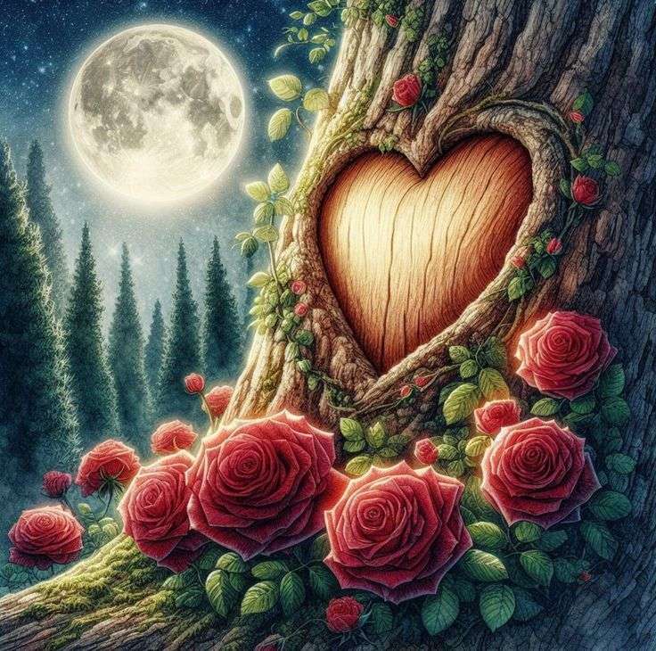 Cœur sous le clair de lune puzzle en ligne