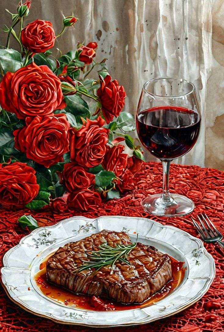 La comida es amor, y la cena es la mejor cita rompecabezas en línea