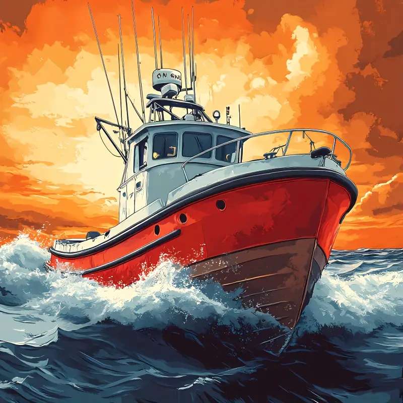 Fisherman's cutter on the rough sea online puzzle