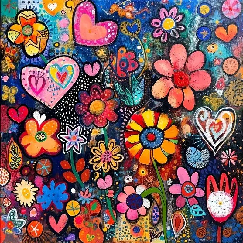 Flowers and hearts - composition jigsaw puzzle online