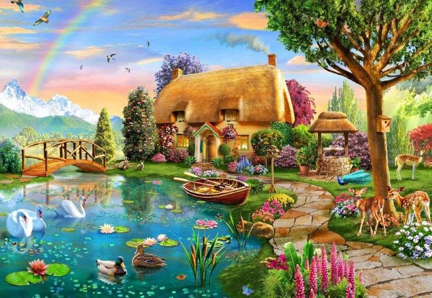 Arc-en-ciel sur le lac puzzle en ligne