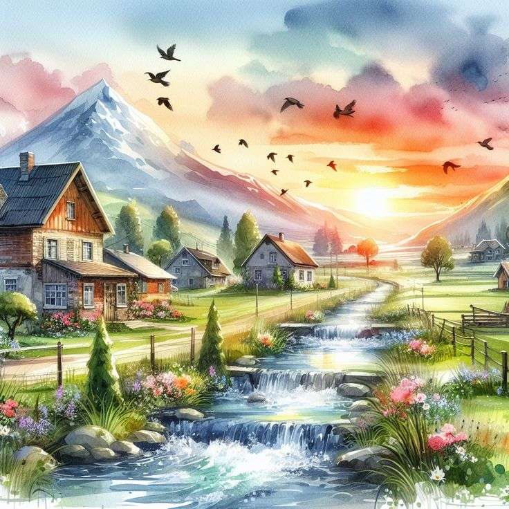 Dobra rzeka to praca życiowa natury w piosence puzzle online