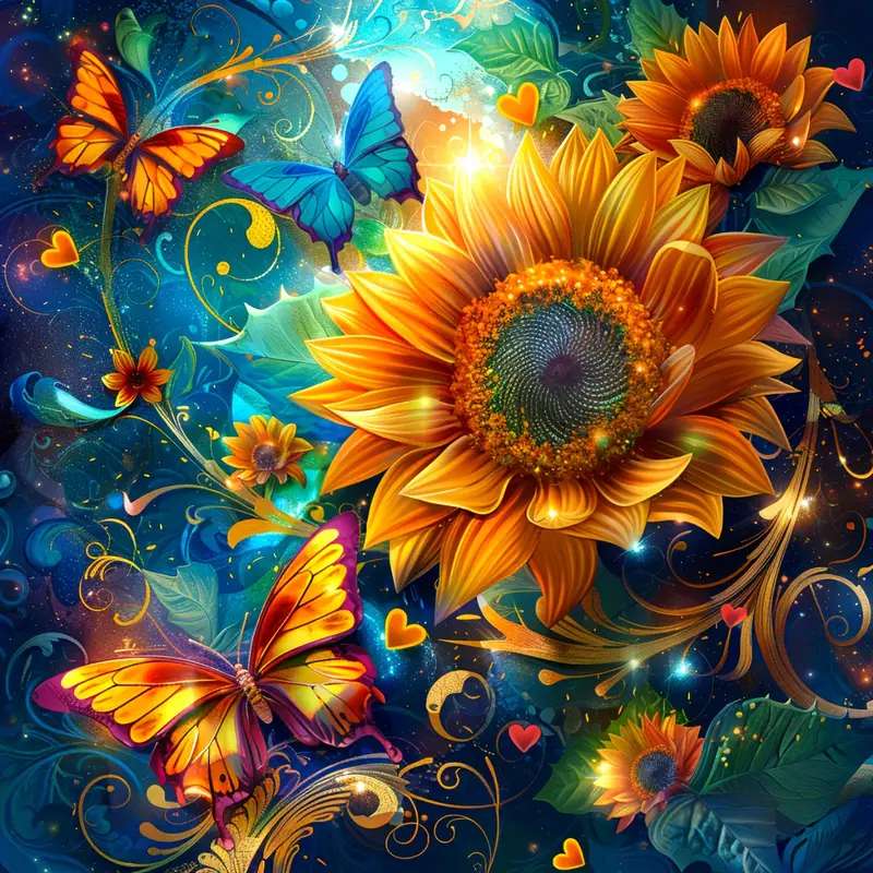 motyle i kwiaty puzzle online