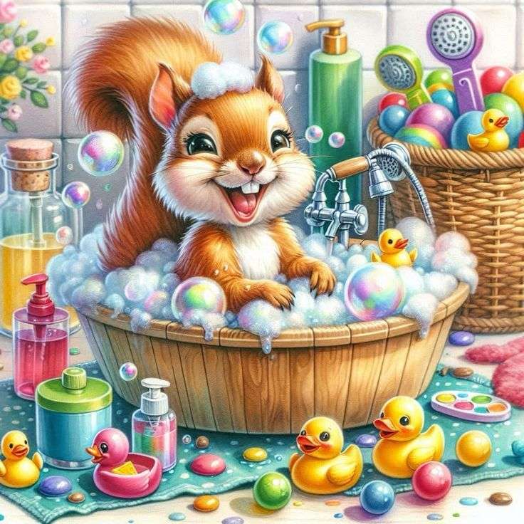 Szczęśliwy czas kąpieli! puzzle online