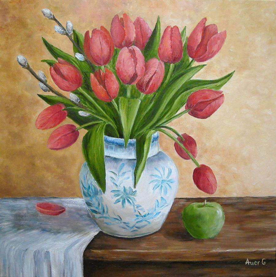 Tulipany w wazonie puzzle online