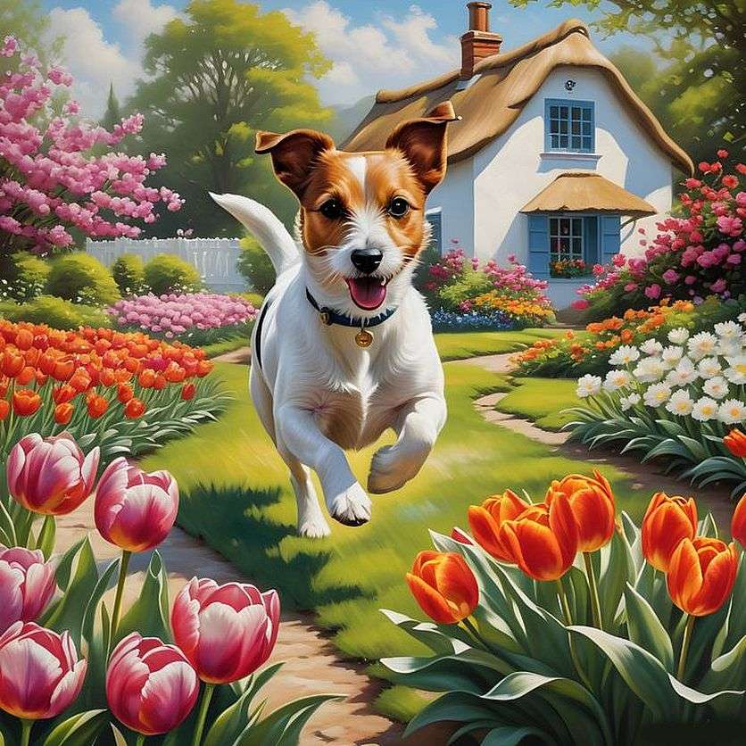 Jack Russell Dog Cottage puzzle online