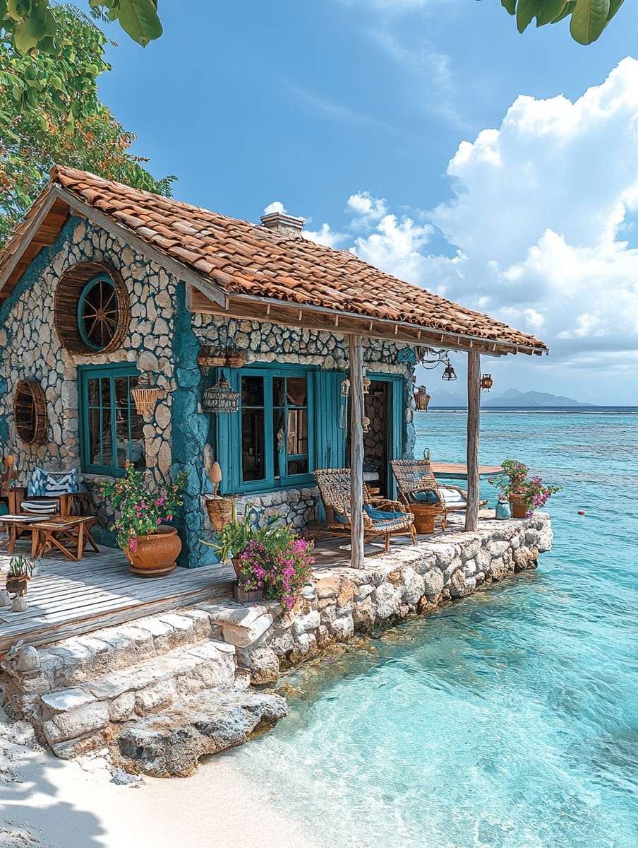 villa dans la mer puzzle en ligne