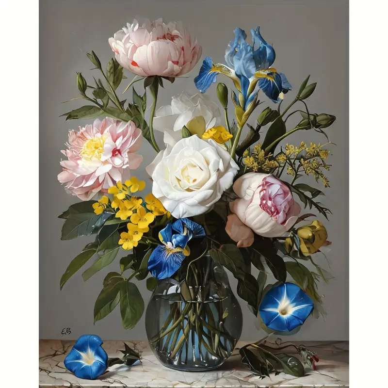 Tavaszi virágok egy vázában online puzzle