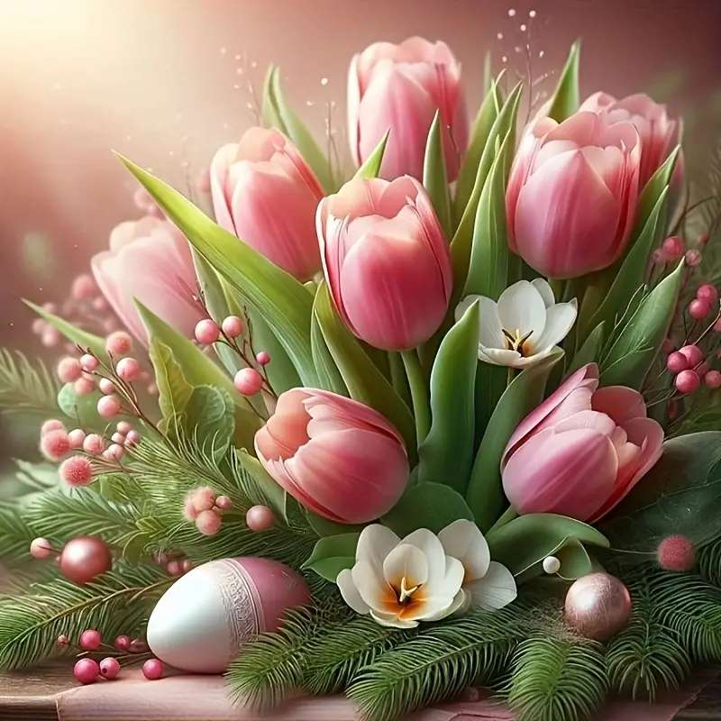 Húsvéti fejdísz tulipánokkal kirakós online