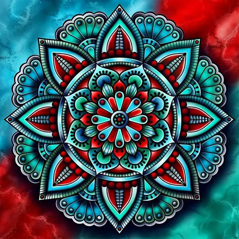 Mandala roja azul rompecabezas en línea