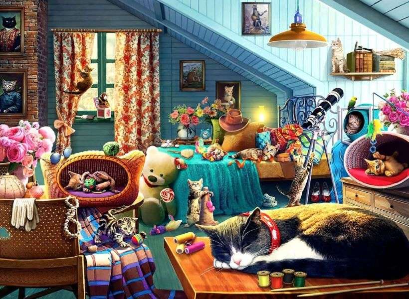 リビングルームの子猫 オンラインパズル