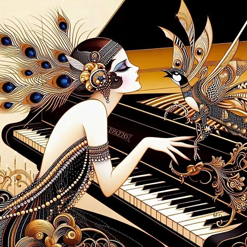 en el piano - Art Deco rompecabezas en línea
