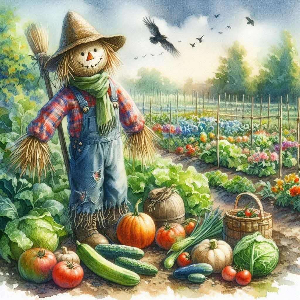 Scarecrow in the vegetable garden online puzzle