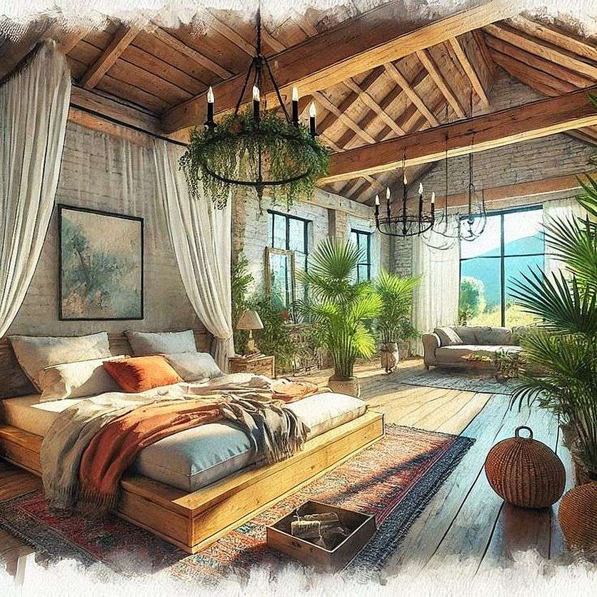 Dormitorio tropical rompecabezas en línea