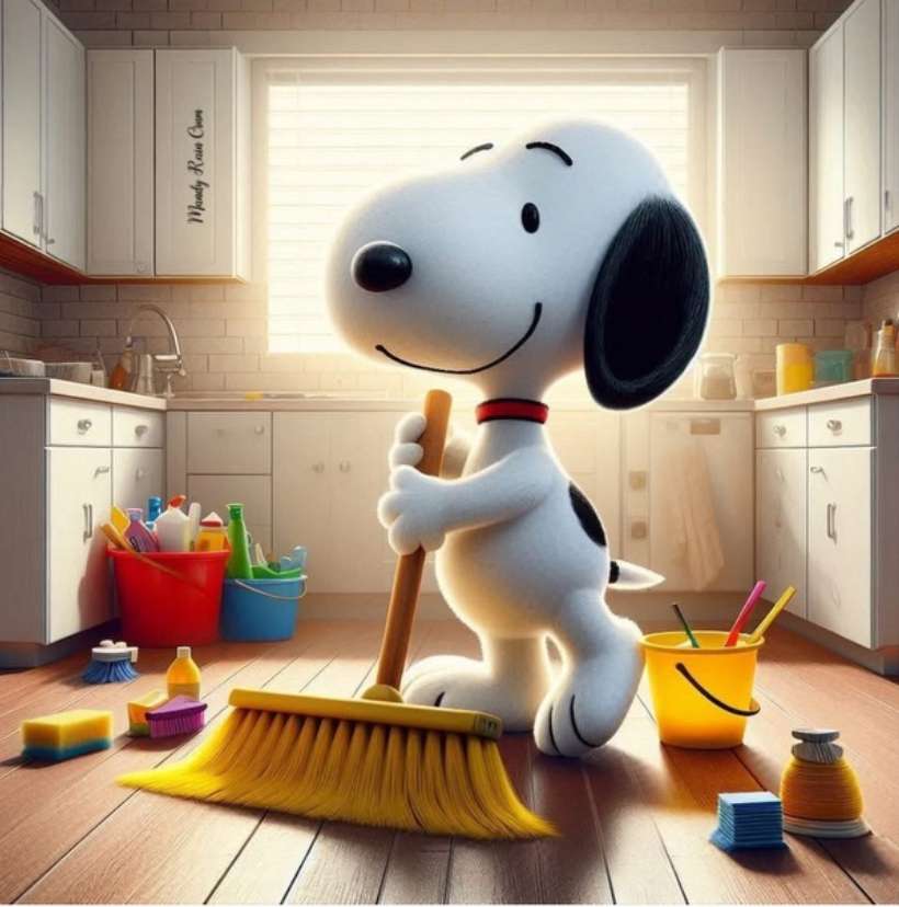Snoopy macht Frühlingsreinigung Online-Puzzle
