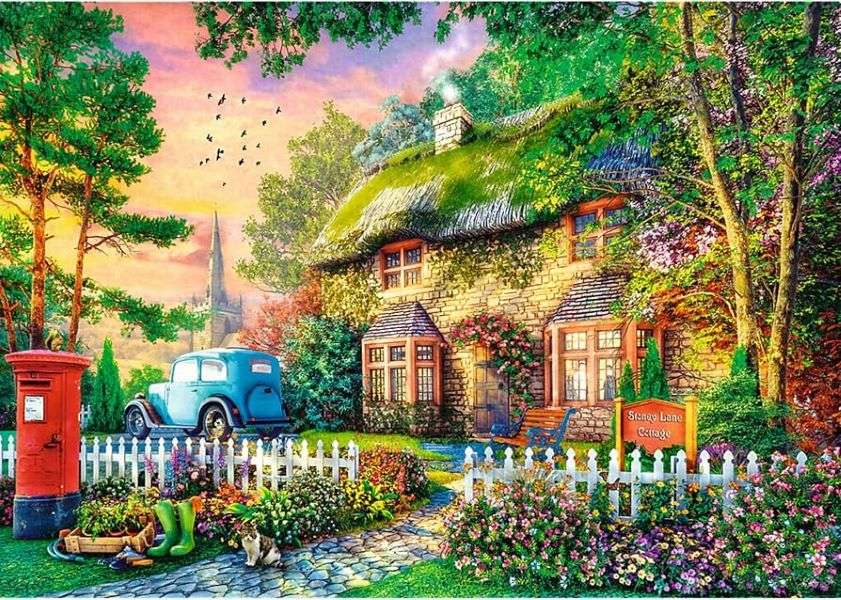 Dom z ogrodem na wsi puzzle online