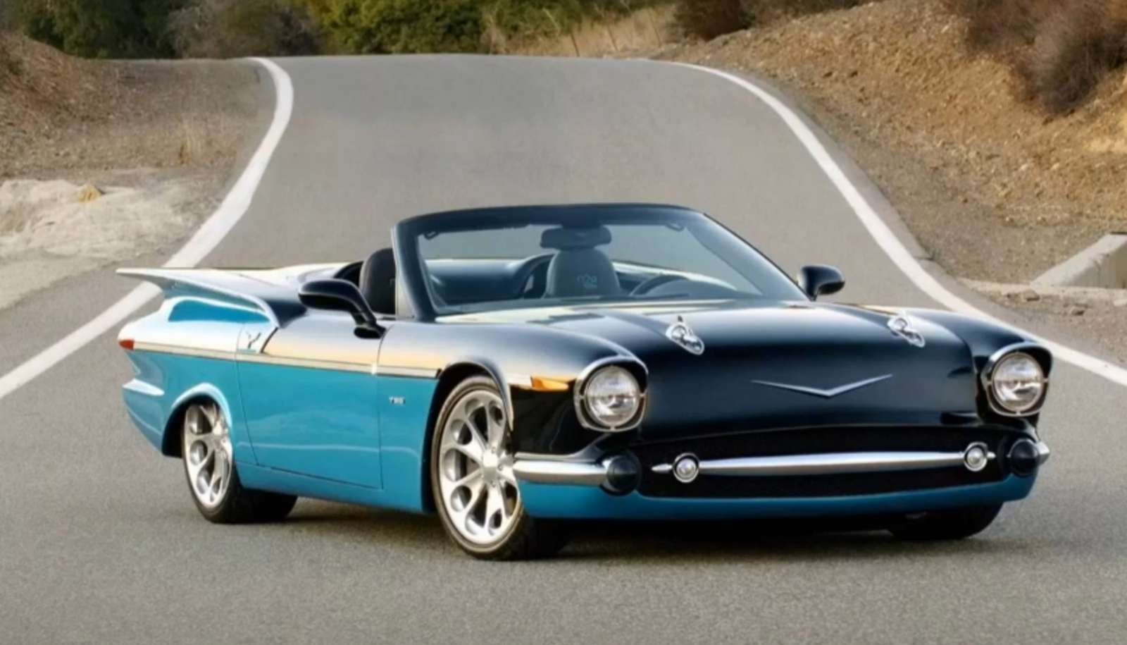 Blaues Cabrio Online-Puzzle