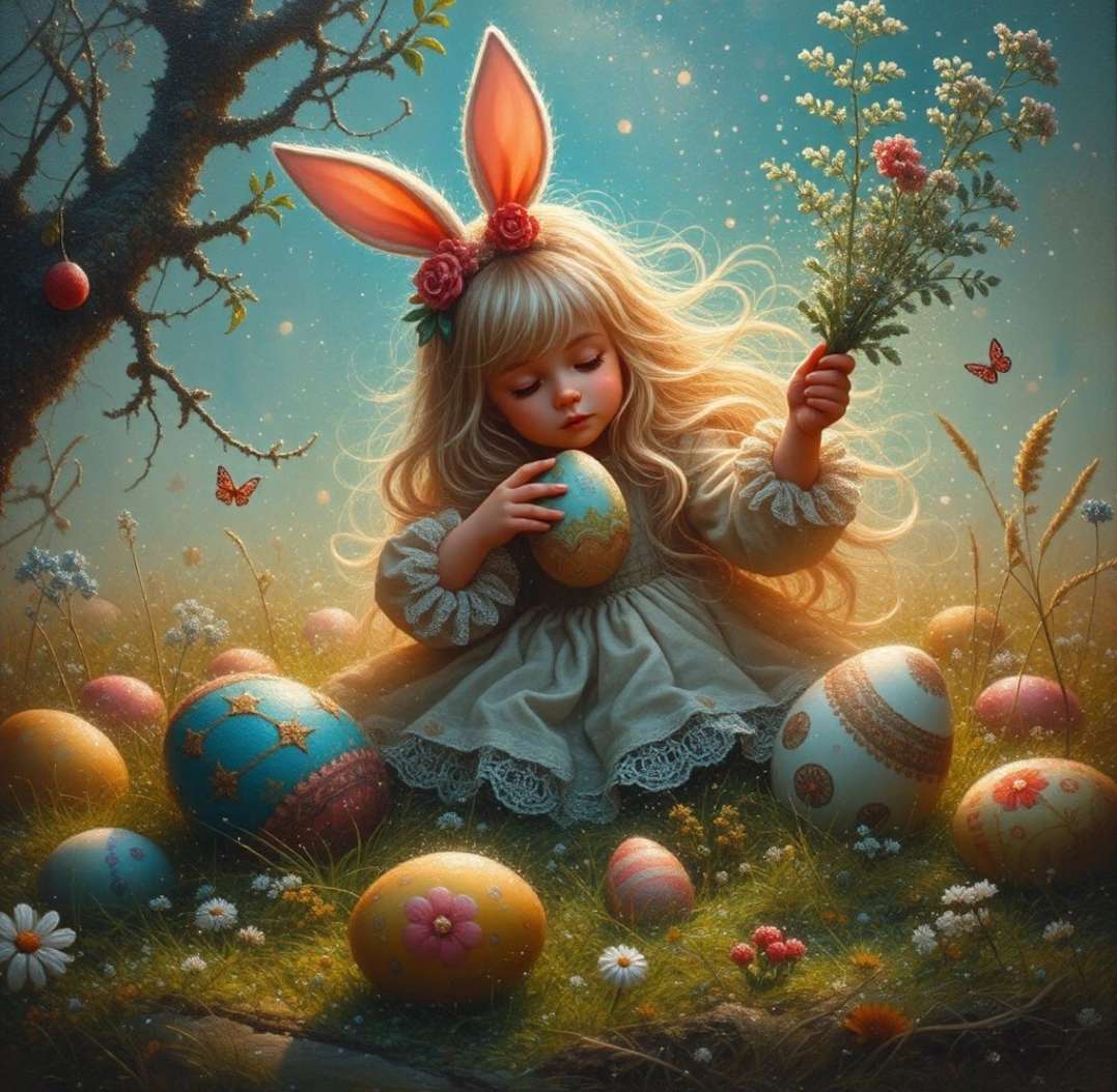 Wielkanocna Dziewczynka szuka Pisanek puzzle online