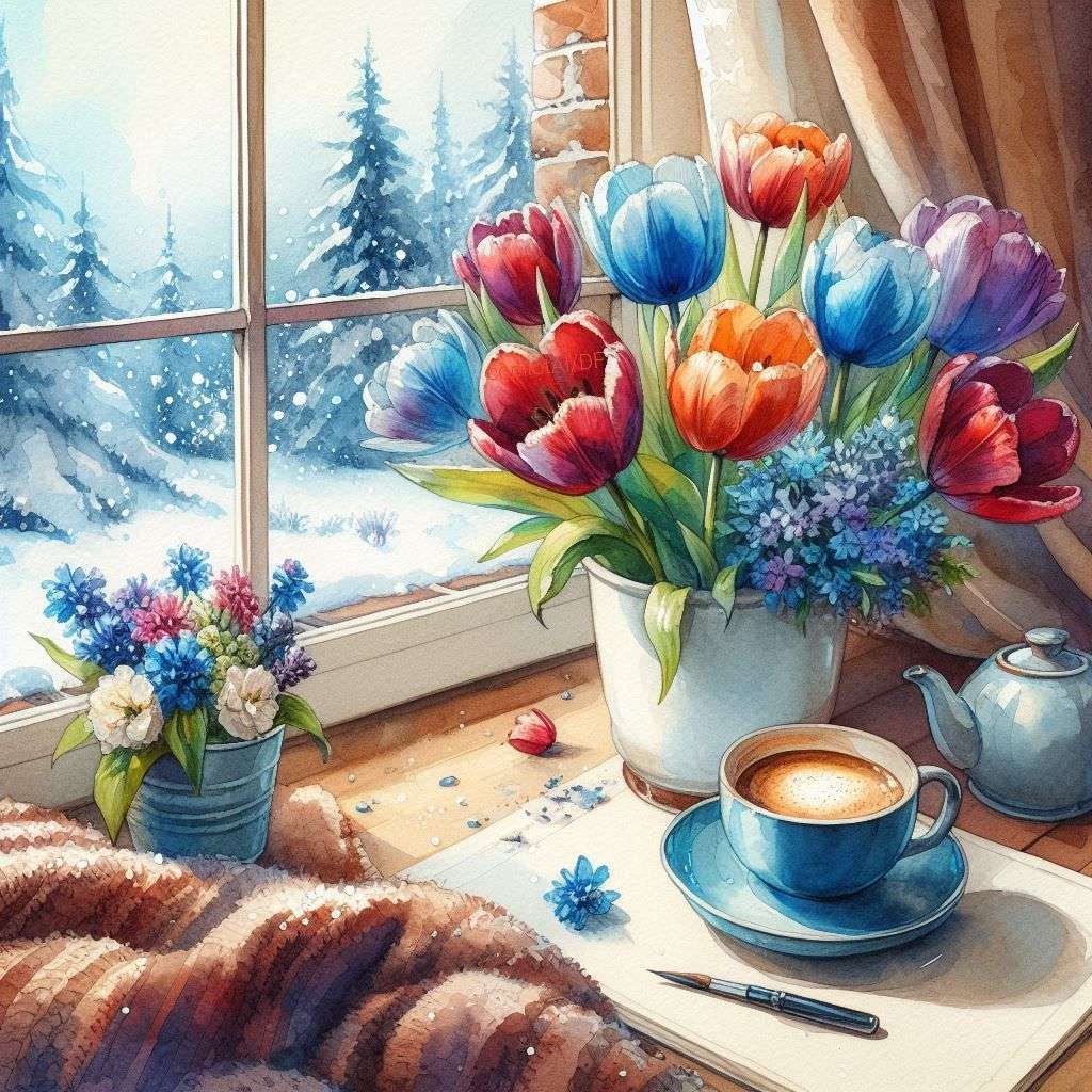 Tulipany zimą puzzle online