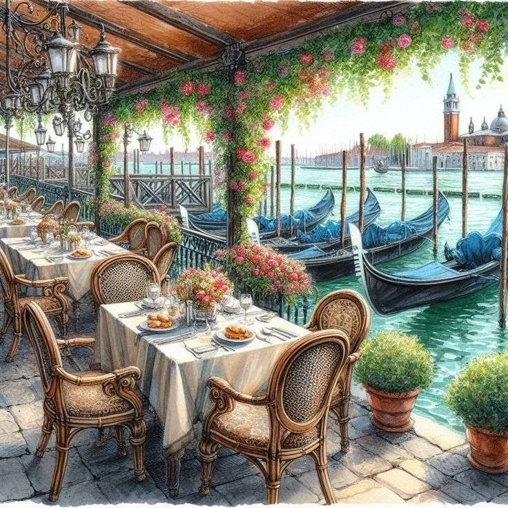 Taras restauracyjny Wenecji puzzle online