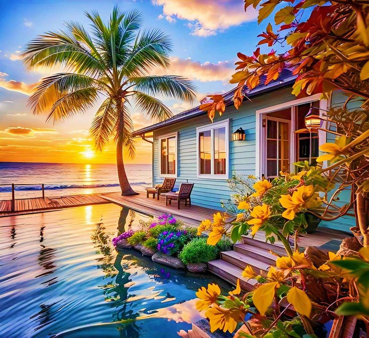 Naplemente a tenger felett online puzzle