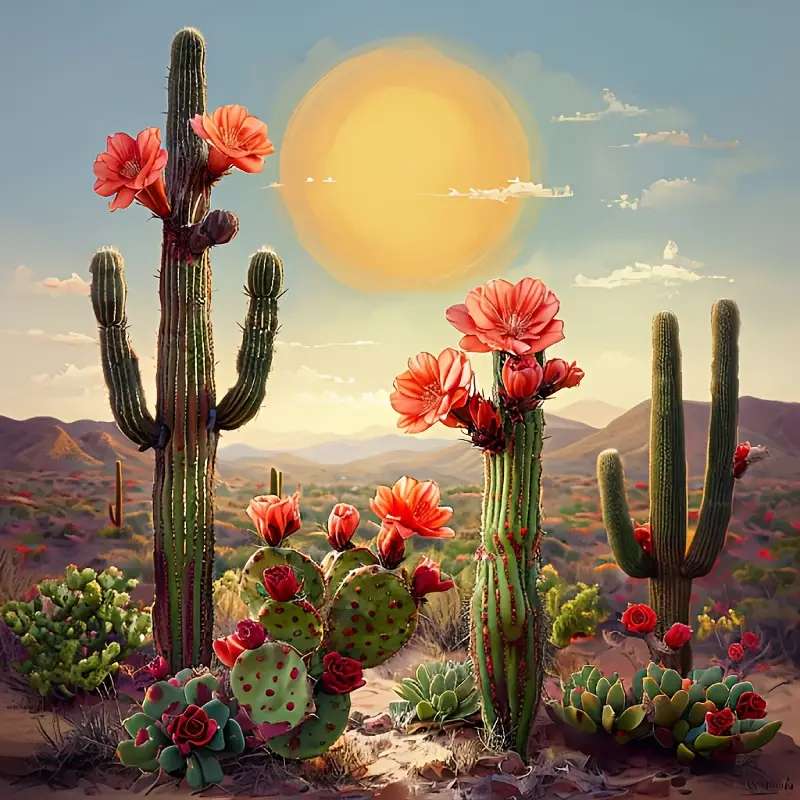 kwitnące kaktusy puzzle online