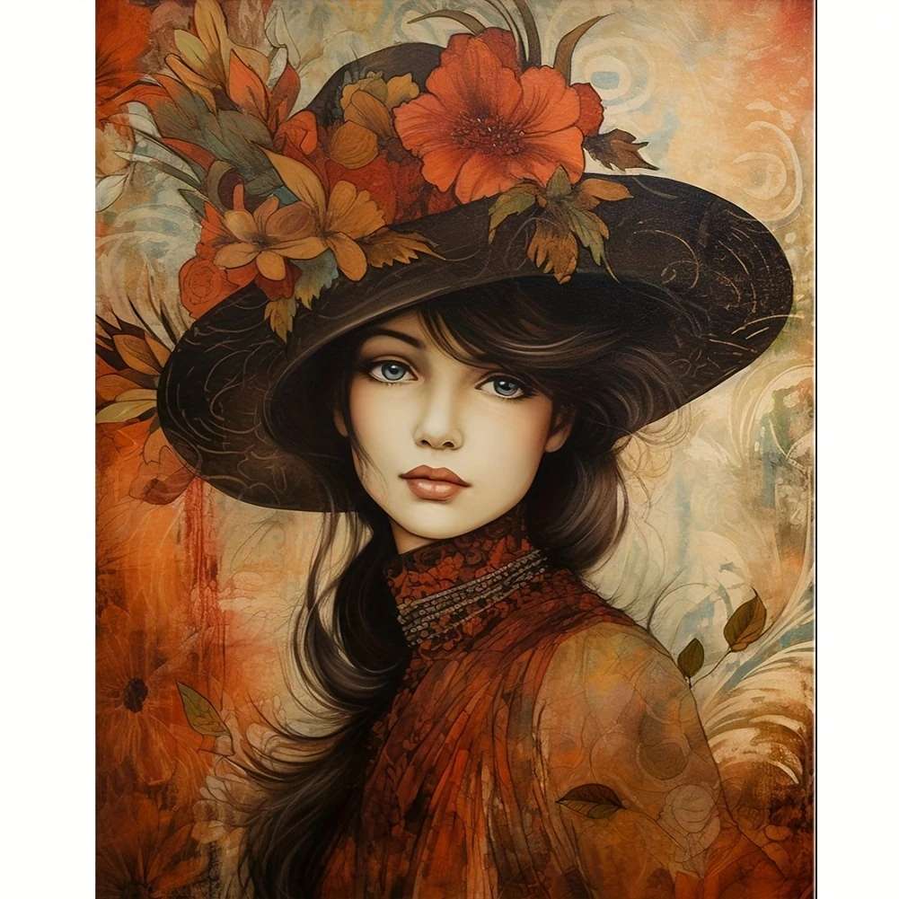 bella donna con cappello puzzle online