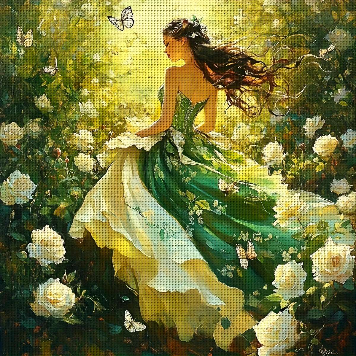 緑のドレスを着た女性 ジグソーパズルオンライン