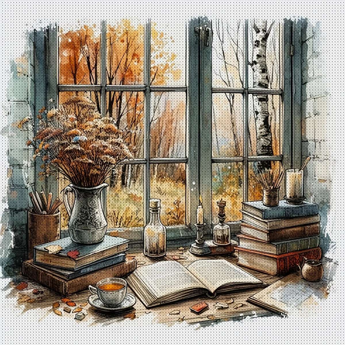 窓のそばにある本の局 オンラインパズル