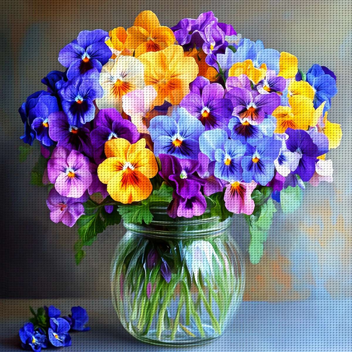 瓶の中のカラフルなパンジー オンラインパズル