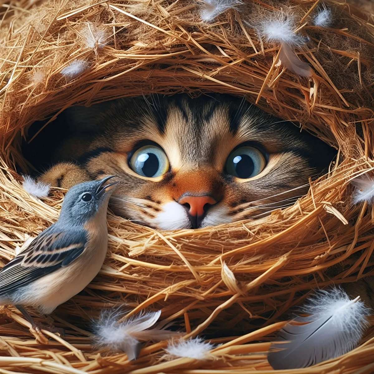 鳥のための賢い子猫の狩り オンラインパズル