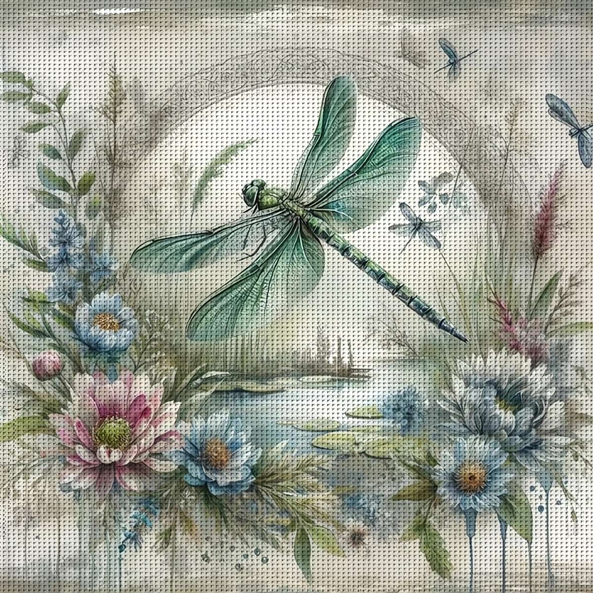 libélula verde acima da água puzzle online