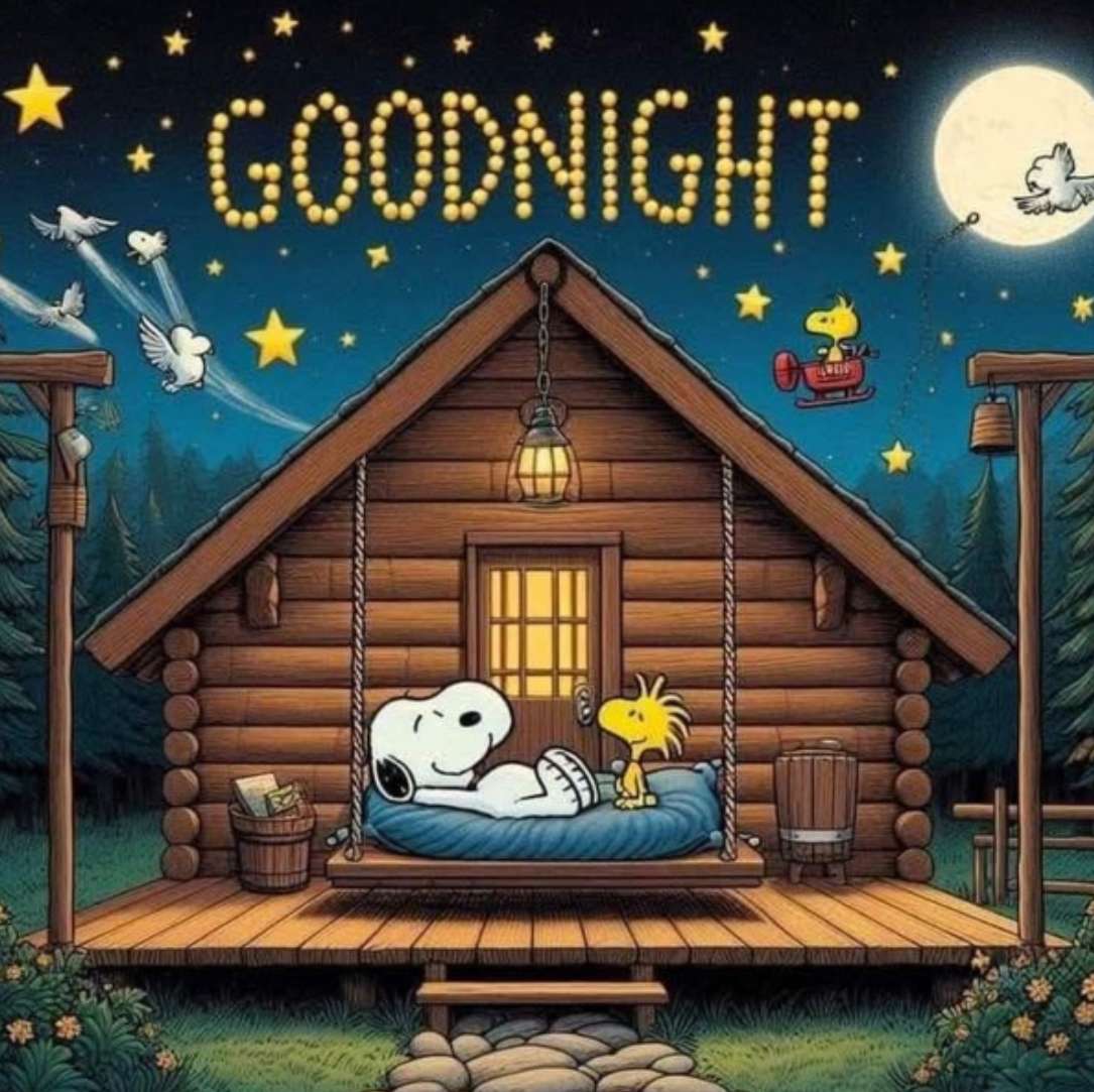 Snoopy i Woodstock na obozie w lesie puzzle online