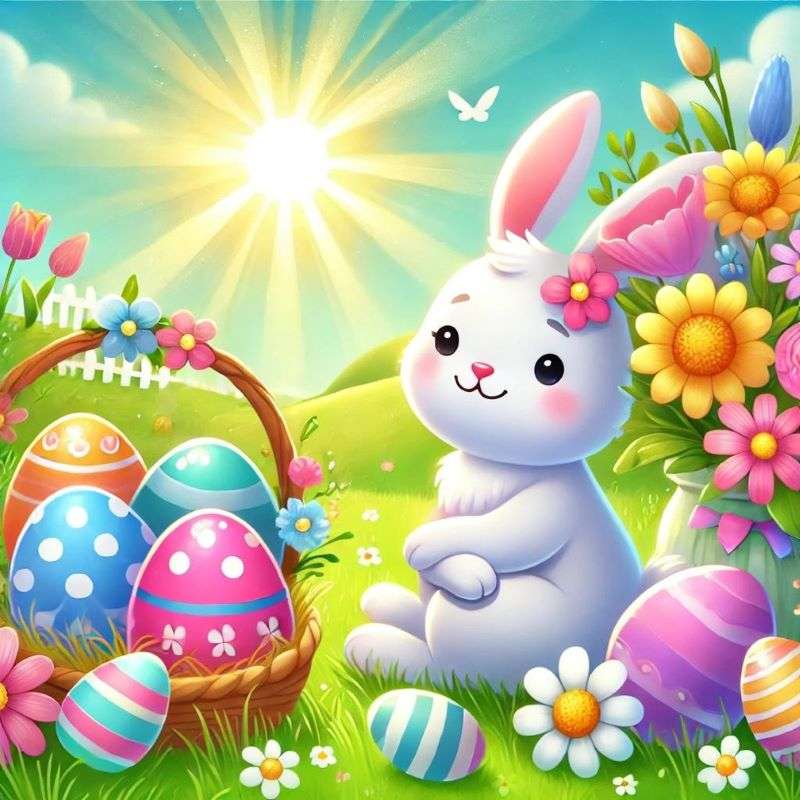 イースターエッグとバニー オンラインパズル