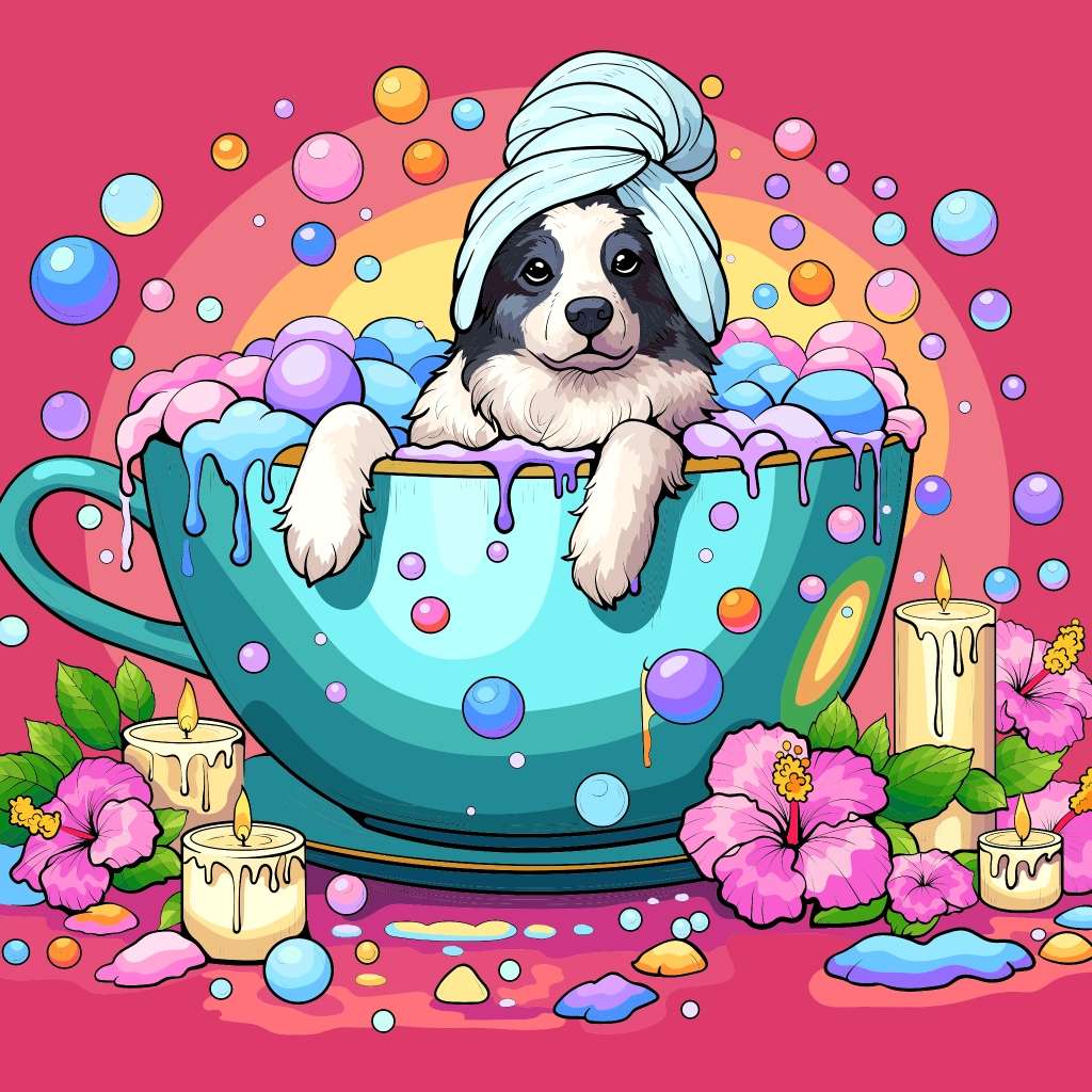 Banho de cachorro em uma xícara quebra-cabeças online